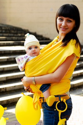 Слинг-шарф трикотажный Желтый Katinka Слинг-шарф из натурального хлопкового трикотажа особого плетения для малышей широкого возрастного диапазона 