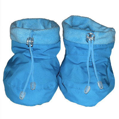 Утепленные пинетки-бахилы для обуви малыша бирюзовые/голубой флис Katinka Двухсторонние, можно носить как флисом, так и плащевкой наружу!