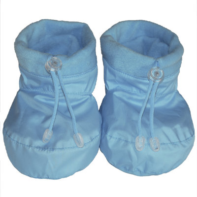 Утепленные пинетки-бахилы для обуви малыша голубые/голубой флис Katinka Двухсторонние, можно носить как флисом, так и плащевкой наружу!