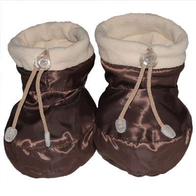 Утепленные пинетки-бахилы для обуви малыша коричневые/бежевый флис Katinka Двухсторонние, можно носить как флисом, так и плащевкой наружу!