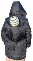 Демисезонная слингокуртка Черная с флисовым утеплителем + ношение за спиной Katinka, размер S
