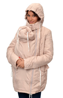 Куртка для вагітних / слінгокуртка ЗИМОВА 4 в 1 Бежева Katinka Купити куртку для вагітних та слінгоносіння