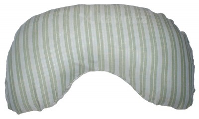 Універсальна С-образна подушка для вагітних і для годування смужки зелений/блакитний (льон) Багатофункціональна подушка в допомогу майбутній мамі та мамі, що годує.