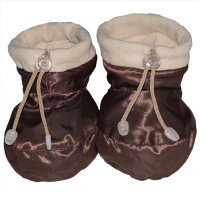 Утеплені пінетки-бахіли для взуття малюка коричневі/бежевий фліс Katinka