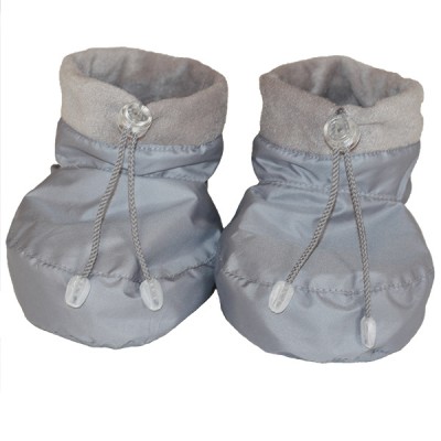 Утеплені пінетки-бахіли для взуття малюка сірі/сірий фліс Katinka Двосторонні, можна носити як флисом, так і плащовою тканиною назовні!