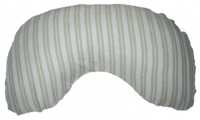 Универсальная С-образная подушка для беременных и для кормления полосы зеленый/голубой (лен) Многофункциональная подушка в помощь будущей /кормящей маме