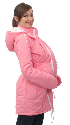 Демісезонна куртка для вагітних/слінгокуртка з флісовим утеплювачем Рожева Katinka, розмір М 