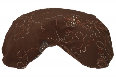 Универсальная С-образная подушка для беременных и для кормления коричневая с вышивкой (вельвет) Многофункциональная подушка в помощь будущей /кормящей маме