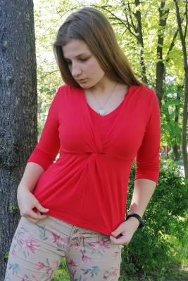 Блуза для вагітних і годування червона, Mama i ja, розмір M 
